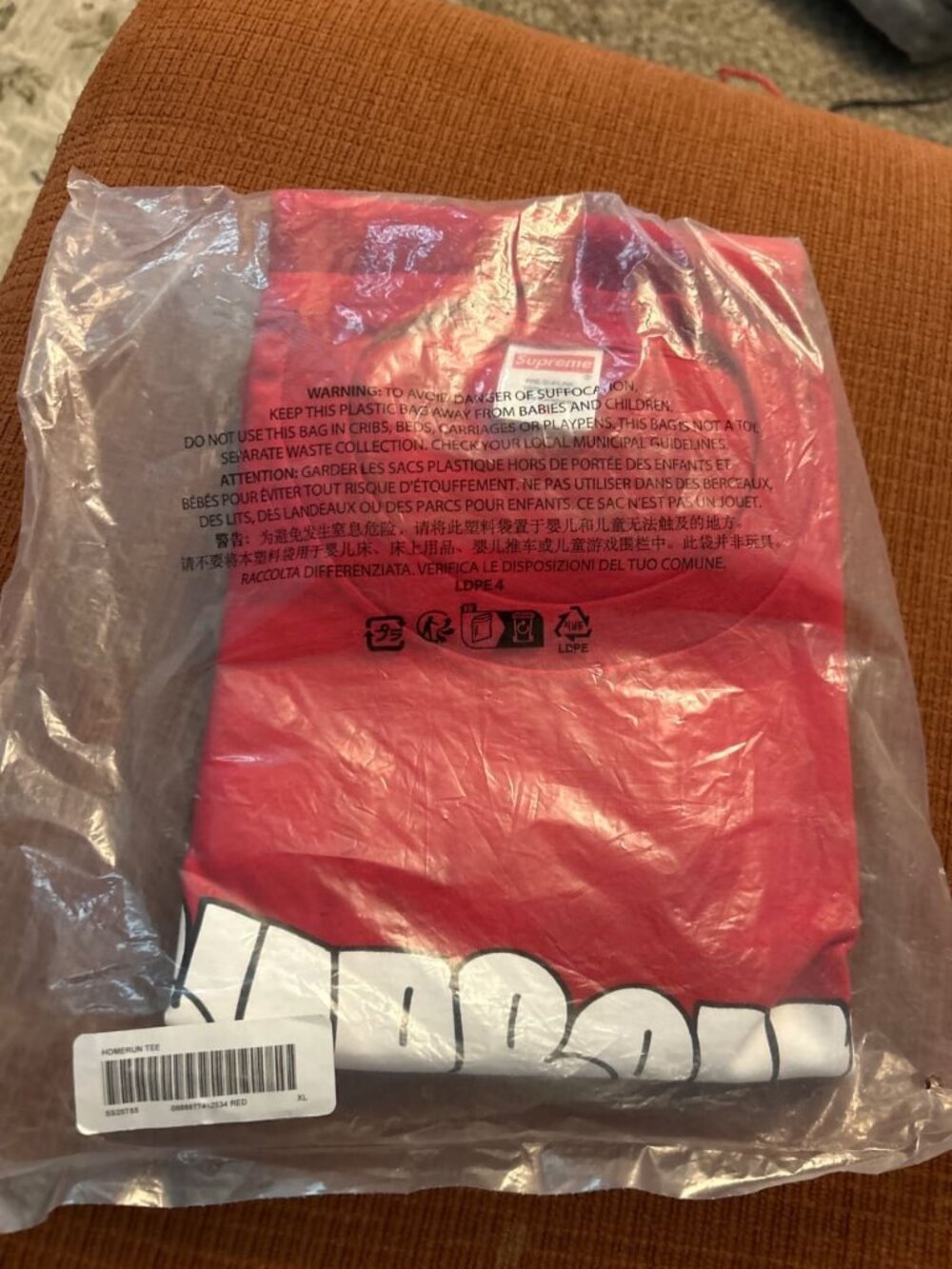 Supreme Homerun Tee Red Size XL Brand New